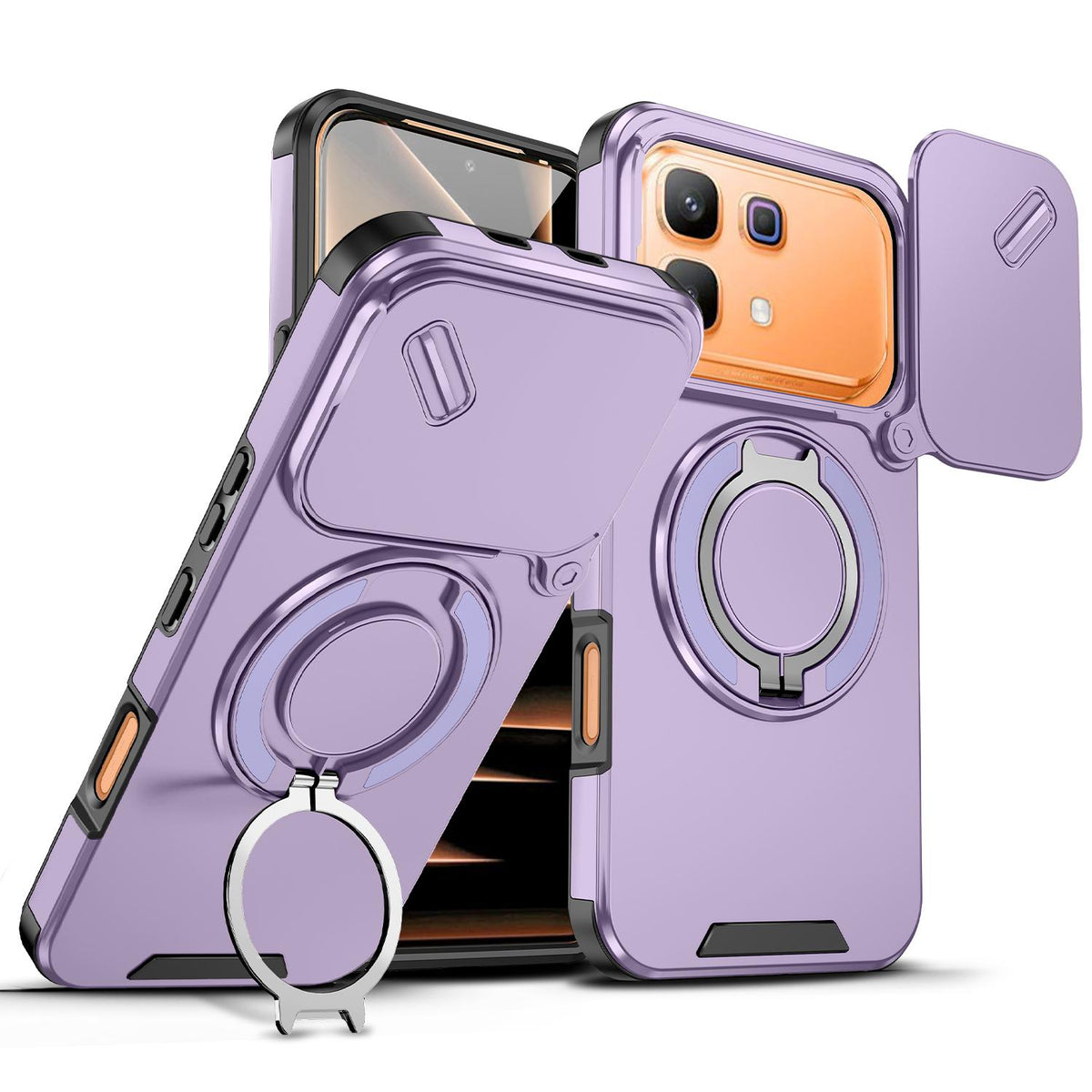 For Infinix Note 60 / 60 Pro 5G Sliding Camshield Ring Holder Phone Case - Purple - EDA008475602B