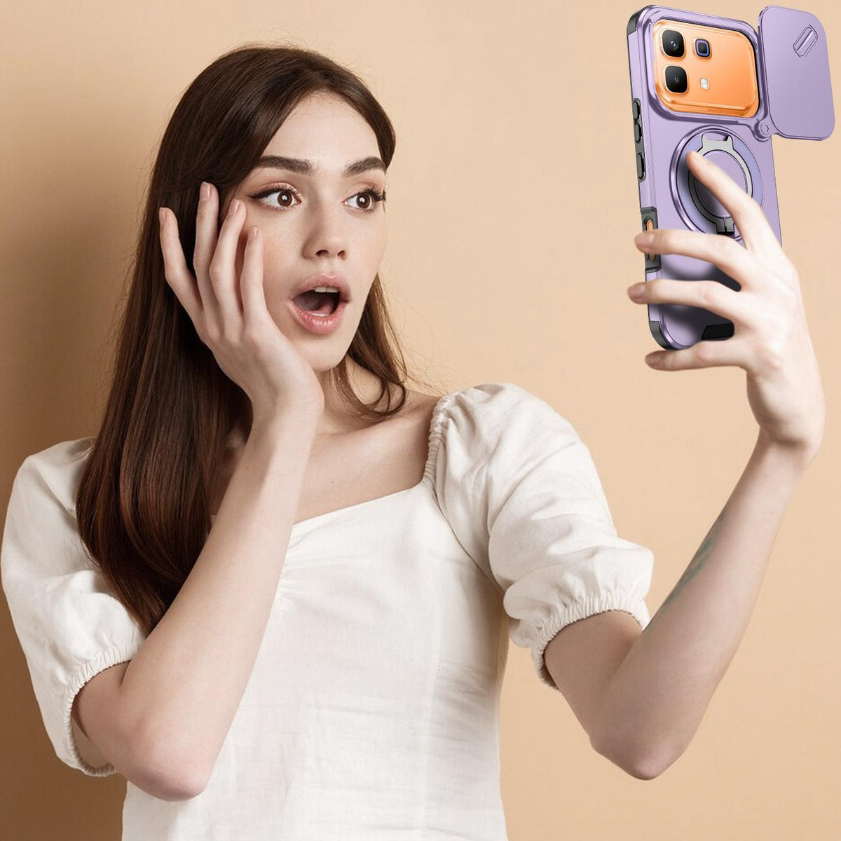 For Infinix Note 60 / 60 Pro 5G Sliding Camshield Ring Holder Phone Case - Purple - EDA008475602B