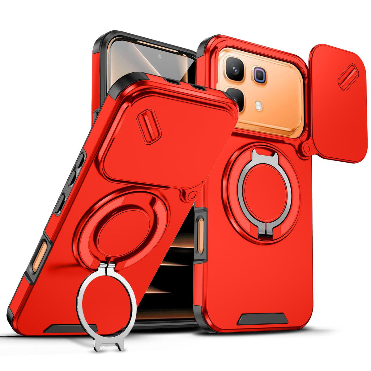 For Infinix Note 60 / 60 Pro 5G Sliding Camshield Ring Holder Phone Case - Red - EDA008475602C