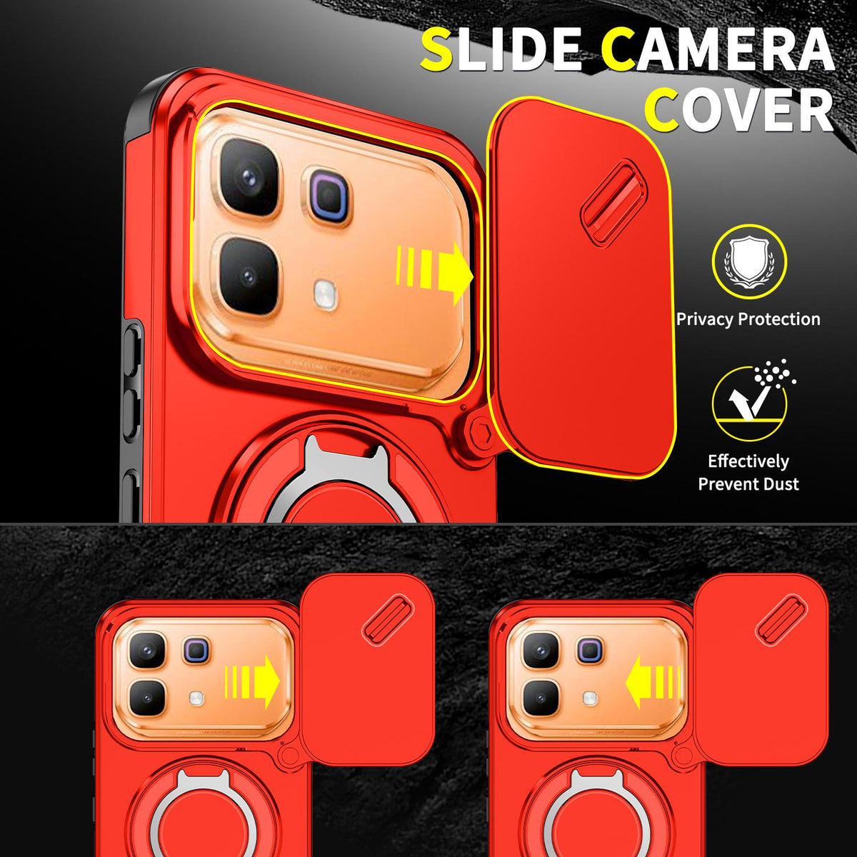 For Infinix Note 60 / 60 Pro 5G Sliding Camshield Ring Holder Phone Case - Red - EDA008475602C