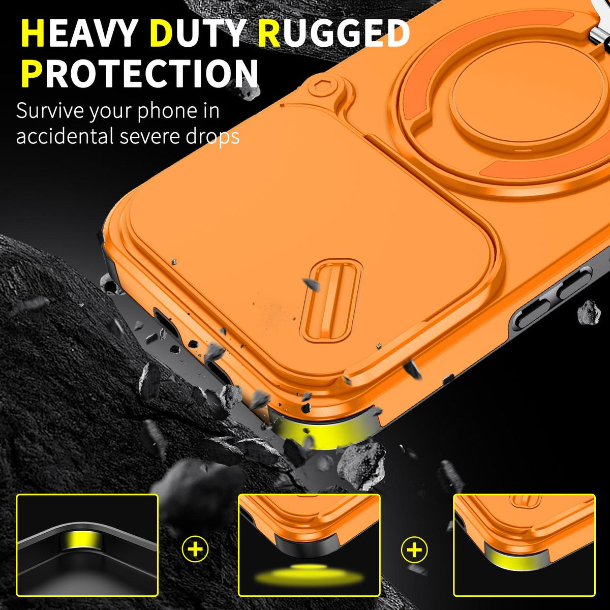 For Infinix Note 60 / 60 Pro 5G Sliding Camshield Ring Holder Phone Case - Orange - EDA008475602D