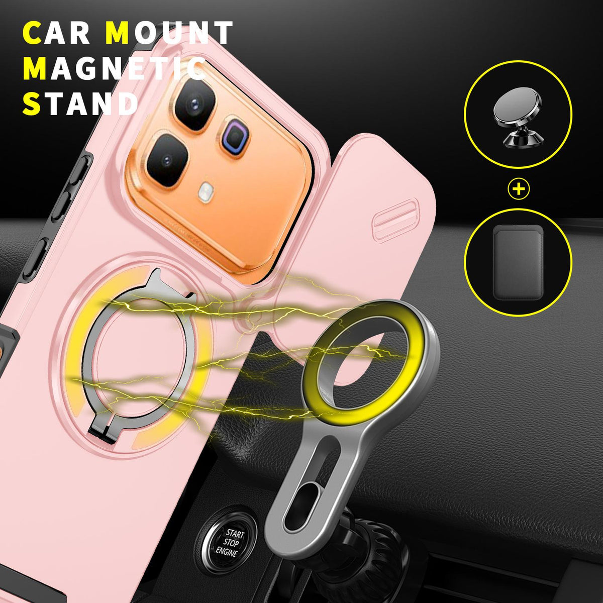 For Infinix Note 60 / 60 Pro 5G Sliding Camshield Ring Holder Phone Case - Pink - EDA008475602E