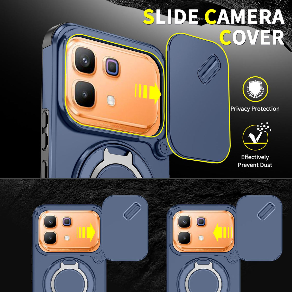 For Infinix Note 60 / 60 Pro 5G Sliding Camshield Ring Holder Phone Case - Blue - EDA008475602F