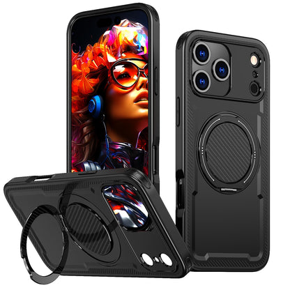For iPhone 18 Pro kalebol Metal 360 Degree Rotation Holder MagSafe Phone Case - Black - EDA008480220A