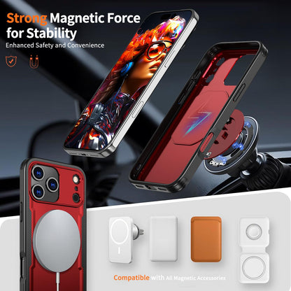 For iPhone 18 Pro kalebol Metal 360 Degree Rotation Holder MagSafe Phone Case - Red - EDA008480220B