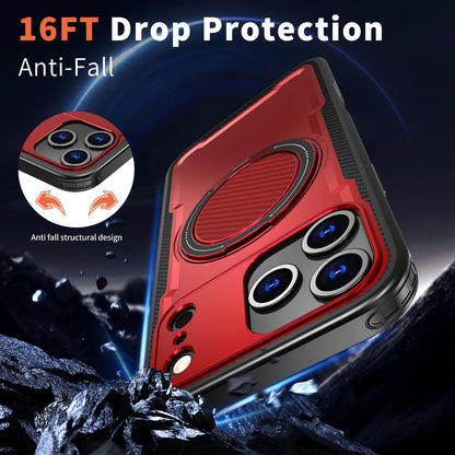 For iPhone 18 Pro kalebol Metal 360 Degree Rotation Holder MagSafe Phone Case - Red - EDA008480220B