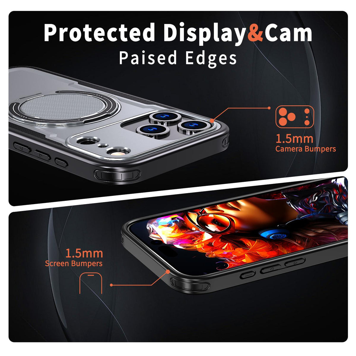 For iPhone 18 Pro kalebol Metal 360 Degree Rotation Holder MagSafe Phone Case - Grey - EDA008480220C