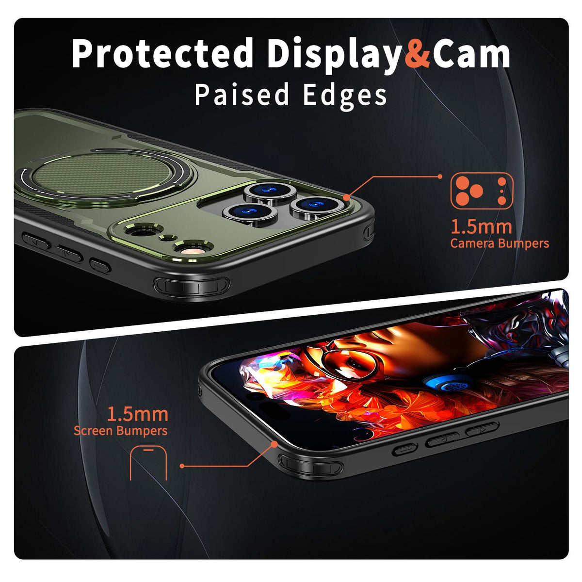For iPhone 18 Pro kalebol Metal 360 Degree Rotation Holder MagSafe Phone Case - Green - EDA008480220E