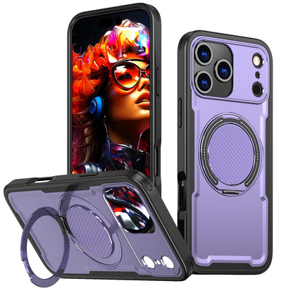 For iPhone 18 Pro kalebol Metal 360 Degree Rotation Holder MagSafe Phone Case - Purple - EDA008480220F