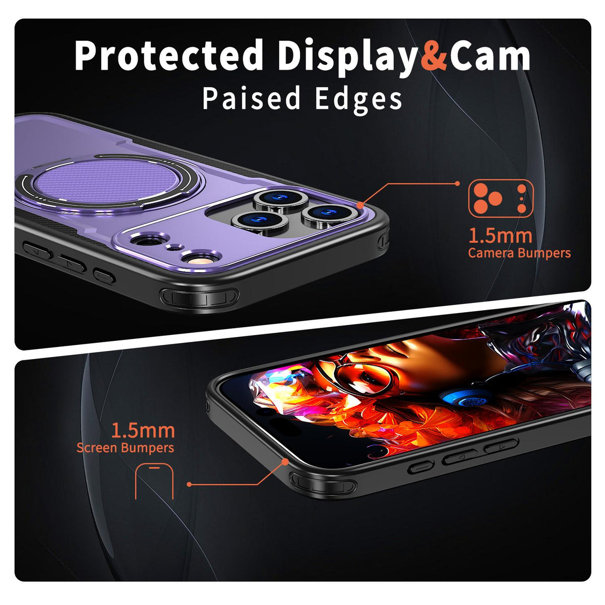 For iPhone 18 Pro kalebol Metal 360 Degree Rotation Holder MagSafe Phone Case - Purple - EDA008480220F