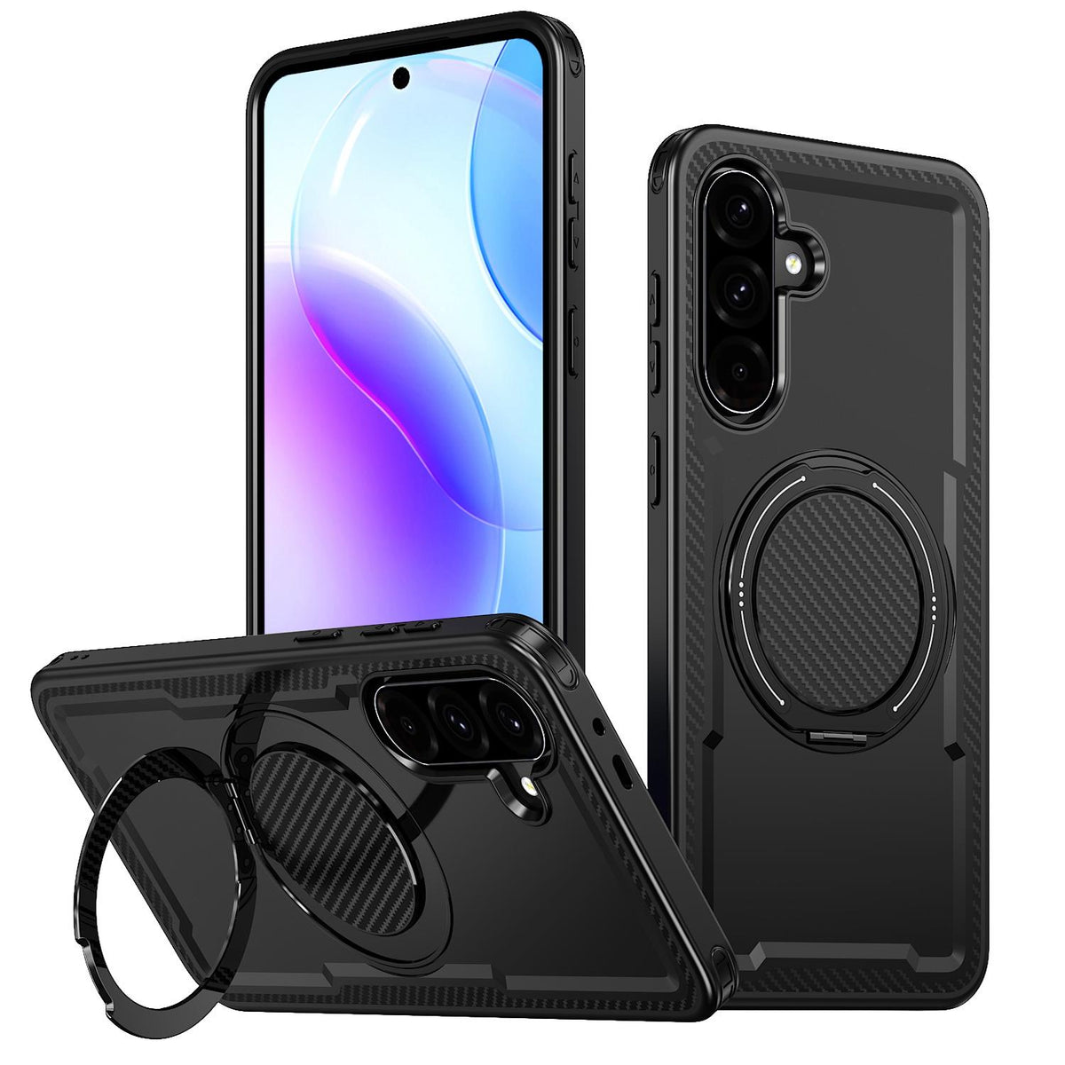 For Galaxy A57 5G kalebol Metal 360 Degree Rotation Holder MagSafe Phone Case - Black - EDA008480406A