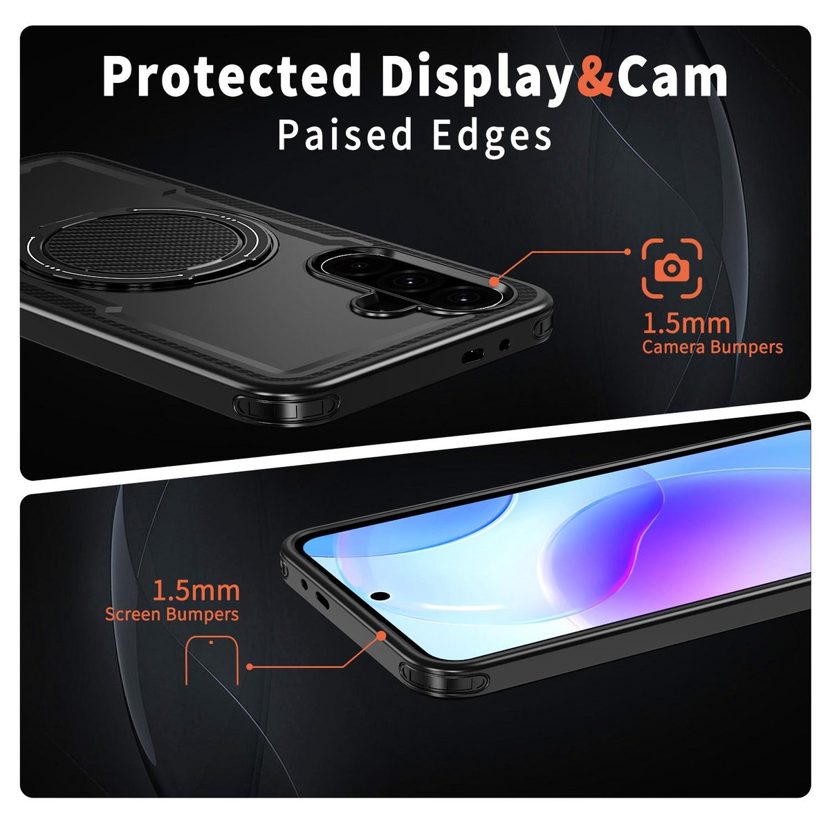 For Galaxy A57 5G kalebol Metal 360 Degree Rotation Holder MagSafe Phone Case - Black - EDA008480406A