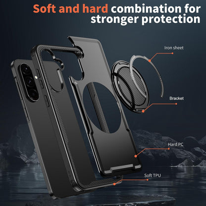 For Galaxy A57 5G kalebol Metal 360 Degree Rotation Holder MagSafe Phone Case - Black - EDA008480406A