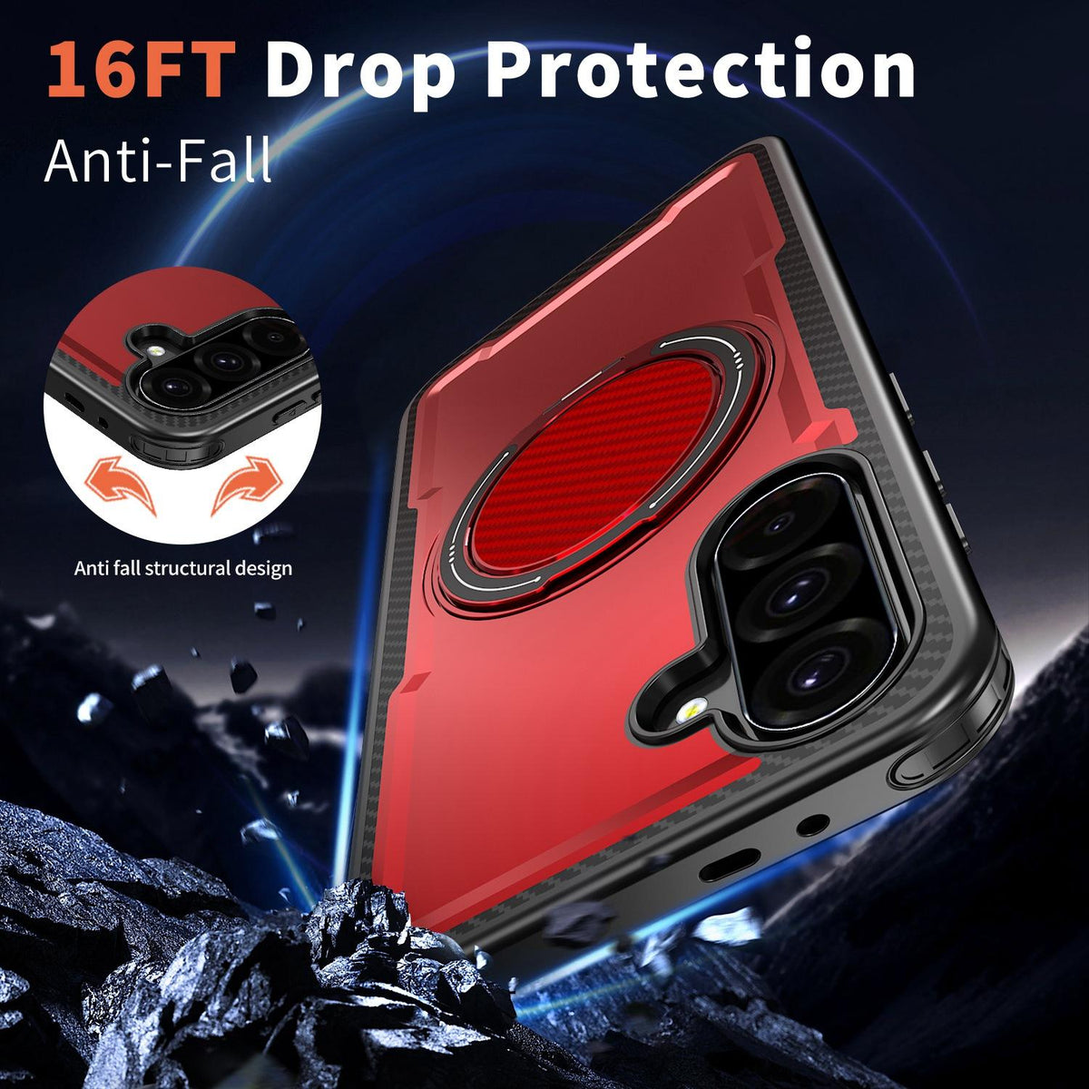 For Galaxy A57 5G kalebol Metal 360 Degree Rotation Holder MagSafe Phone Case - Red - EDA008480406B