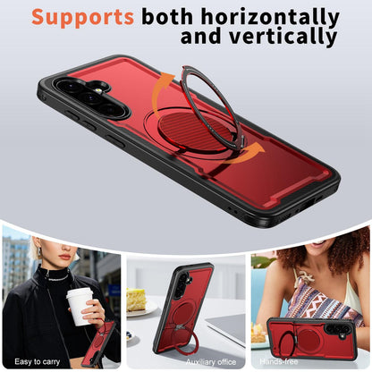 For Galaxy A57 5G kalebol Metal 360 Degree Rotation Holder MagSafe Phone Case - Red - EDA008480406B