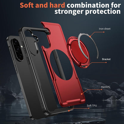 For Galaxy A57 5G kalebol Metal 360 Degree Rotation Holder MagSafe Phone Case - Red - EDA008480406B