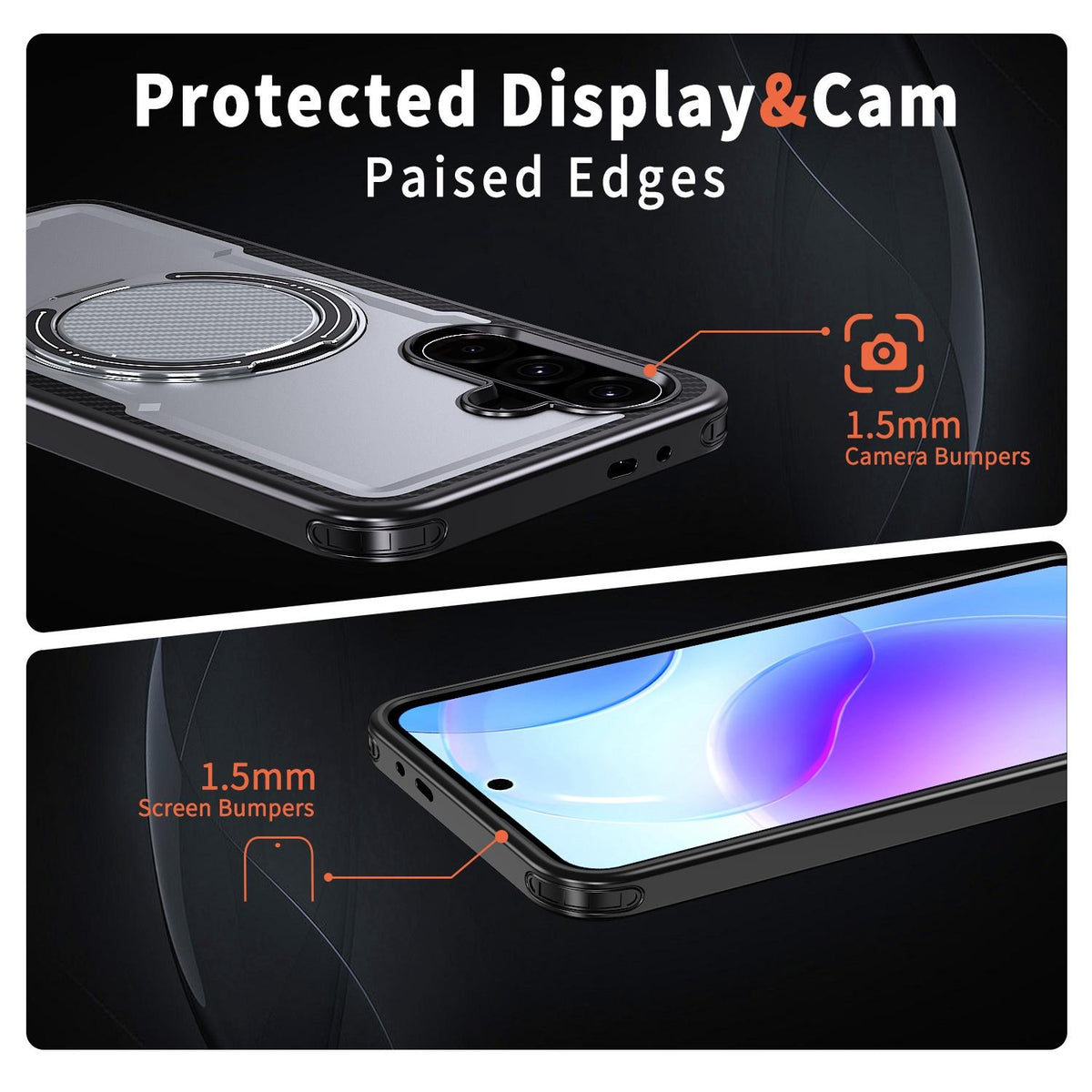 For Galaxy A57 5G kalebol Metal 360 Degree Rotation Holder MagSafe Phone Case - Grey - EDA008480406C