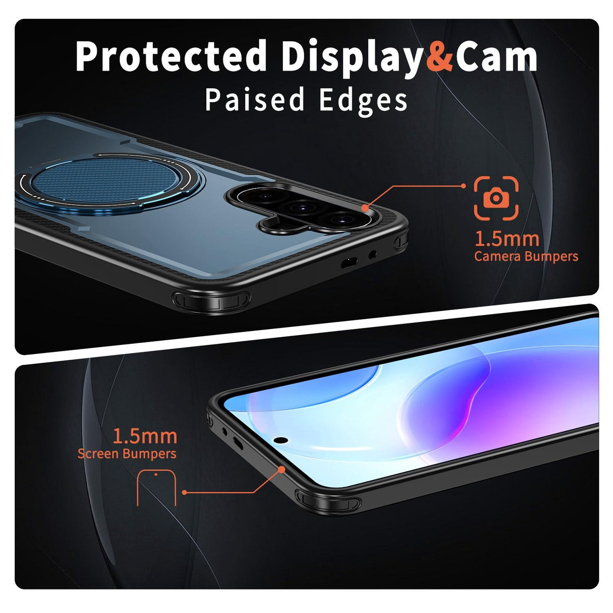 For Galaxy A57 5G kalebol Metal 360 Degree Rotation Holder MagSafe Phone Case - Navy Blue - EDA008480406D