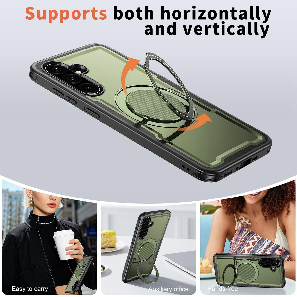 For Galaxy A57 5G kalebol Metal 360 Degree Rotation Holder MagSafe Phone Case - Green - EDA008480406E