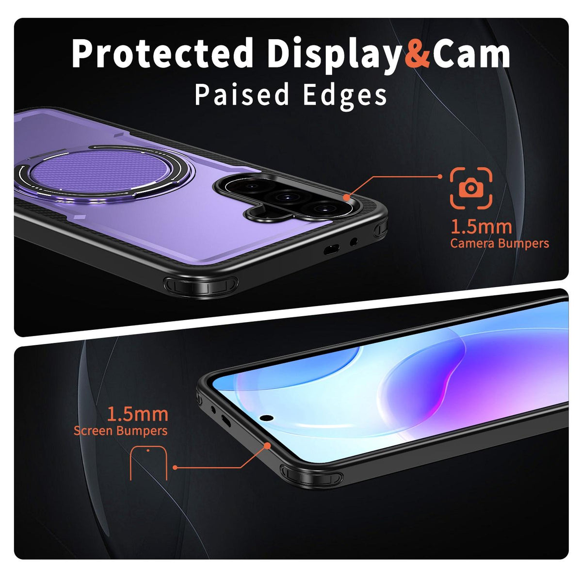 For Galaxy A57 5G kalebol Metal 360 Degree Rotation Holder MagSafe Phone Case - Purple - EDA008480406F