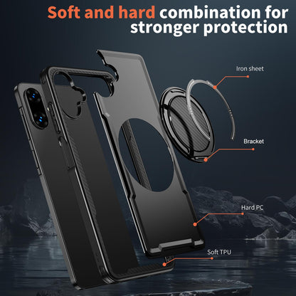 For Galaxy A07 4G / 5G kalebol Metal 360 Degree Rotation Holder MagSafe Phone Case - Black - EDA008480409A