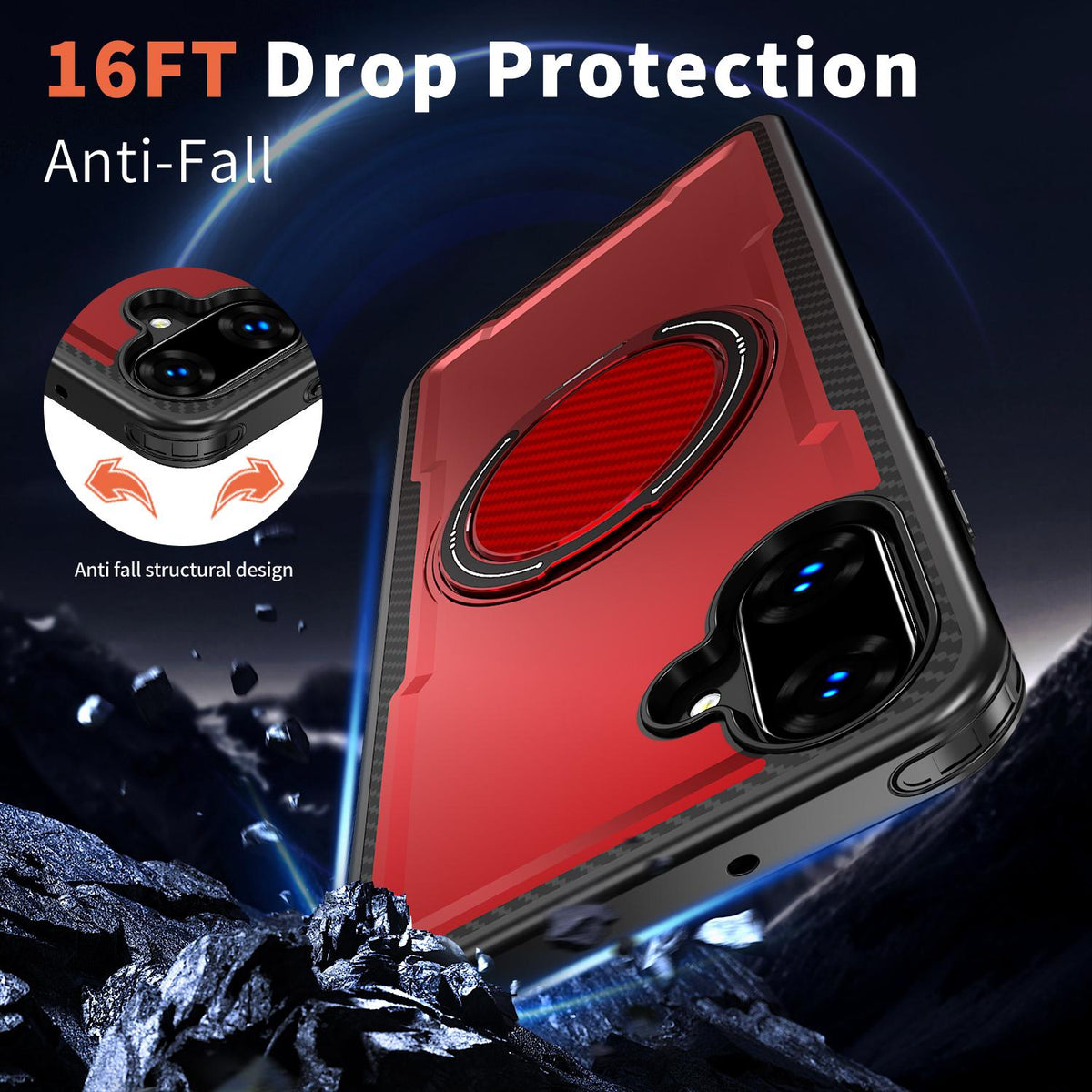 For Galaxy A07 4G / 5G kalebol Metal 360 Degree Rotation Holder MagSafe Phone Case - Red - EDA008480409B