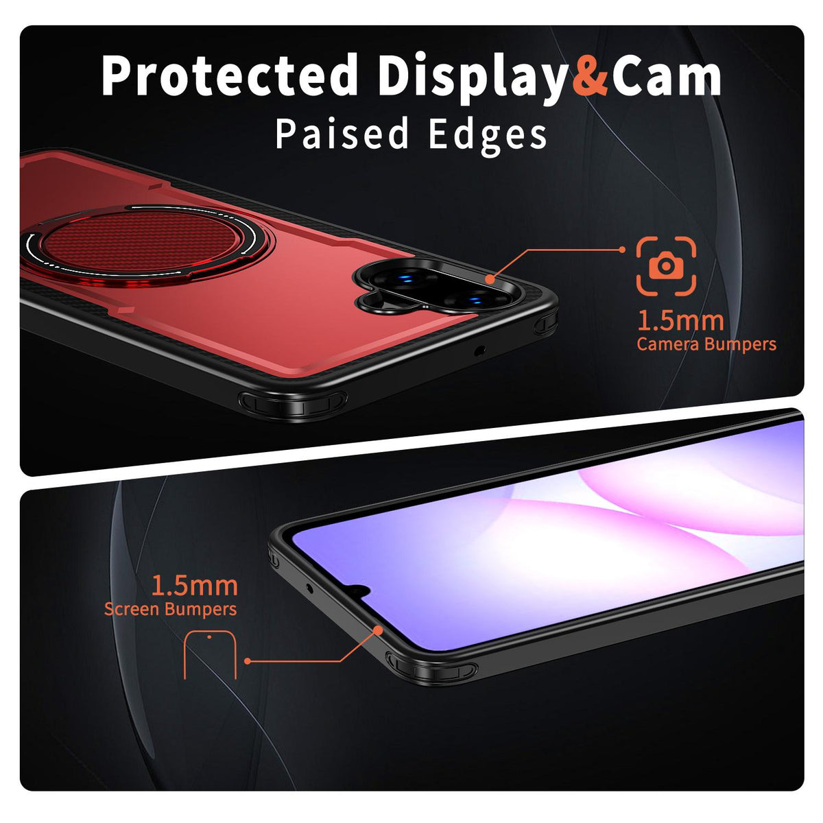 For Galaxy A07 4G / 5G kalebol Metal 360 Degree Rotation Holder MagSafe Phone Case - Red - EDA008480409B