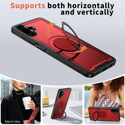 For Galaxy A07 4G / 5G kalebol Metal 360 Degree Rotation Holder MagSafe Phone Case - Red - EDA008480409B