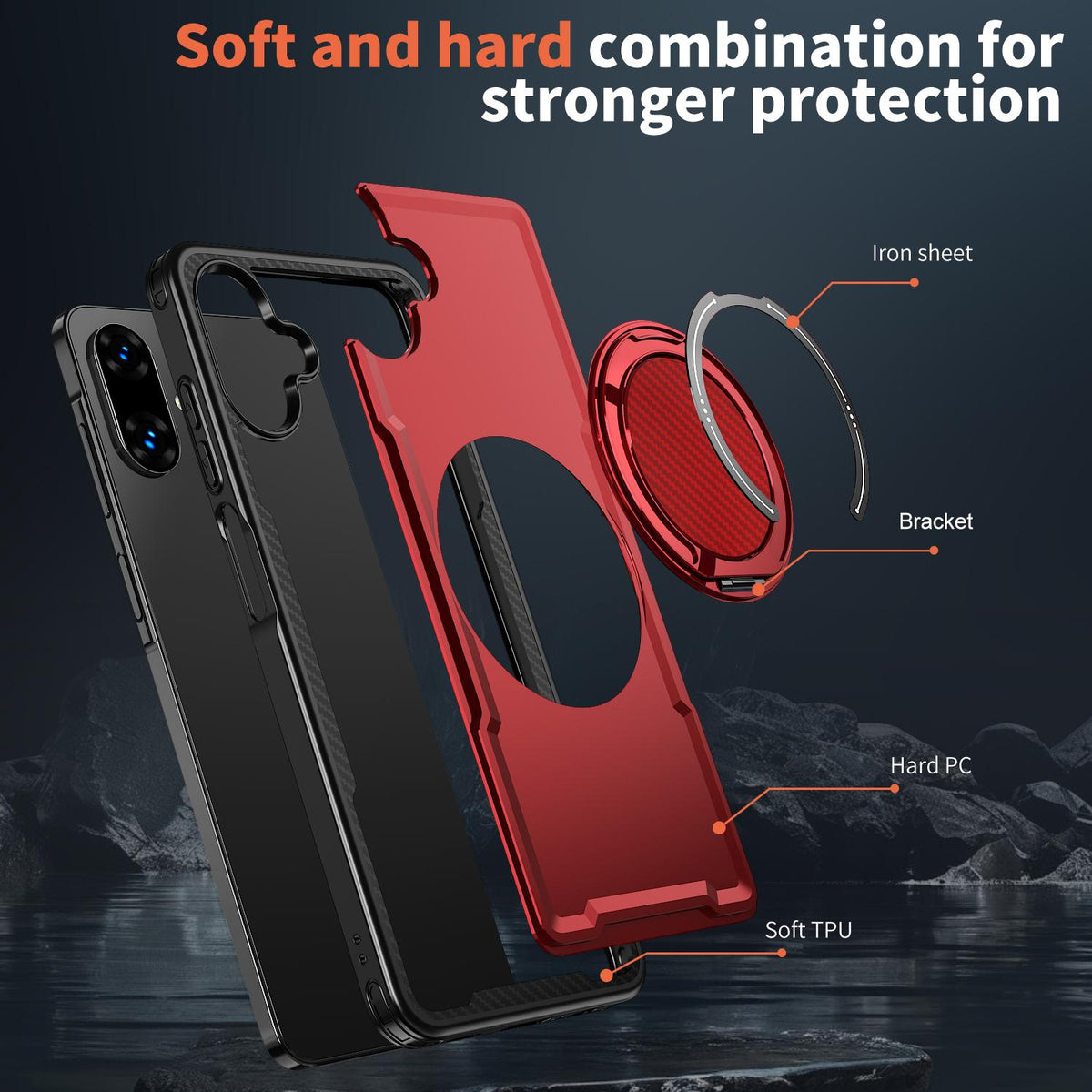 For Galaxy A07 4G / 5G kalebol Metal 360 Degree Rotation Holder MagSafe Phone Case - Red - EDA008480409B
