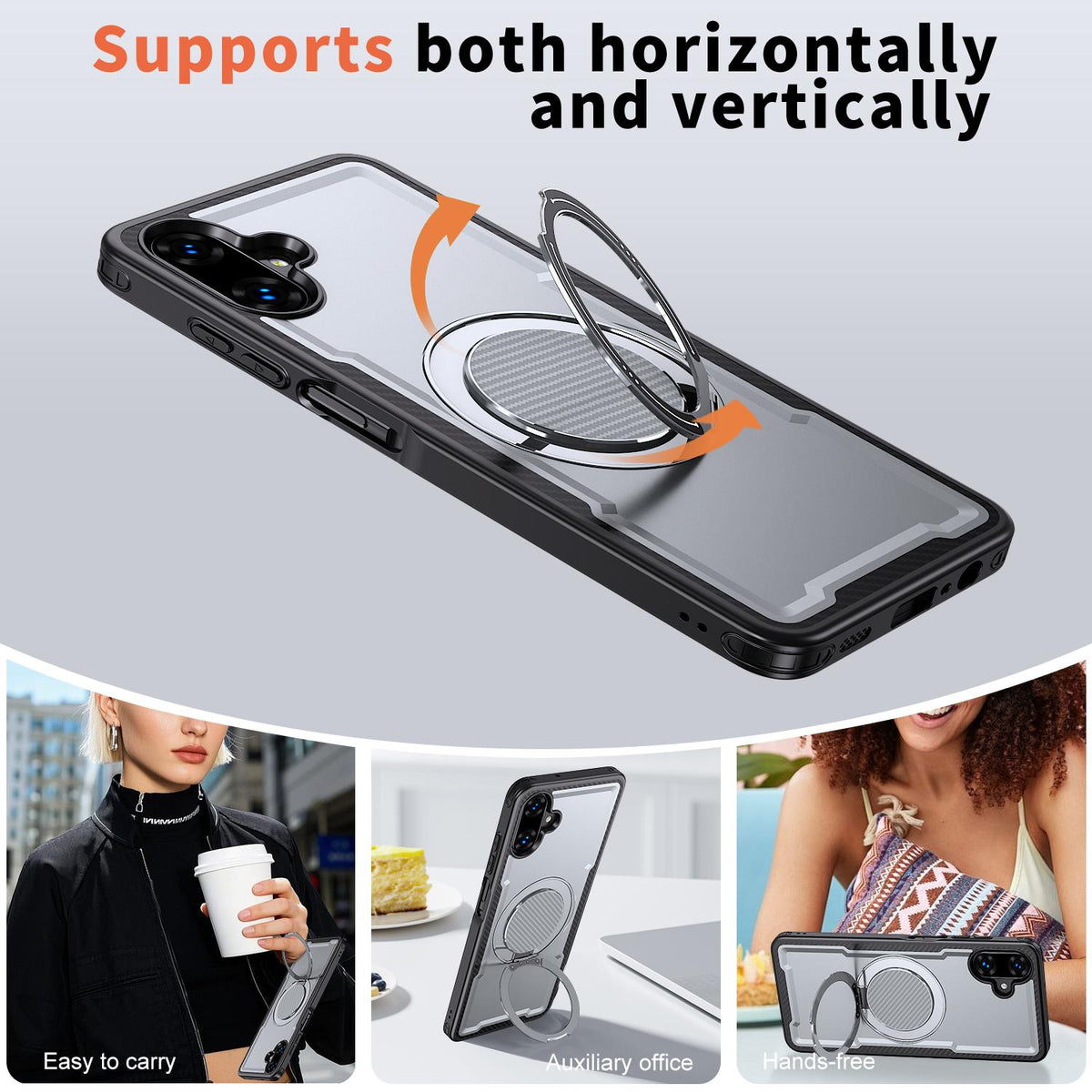 For Galaxy A07 4G / 5G kalebol Metal 360 Degree Rotation Holder MagSafe Phone Case - Grey - EDA008480409C