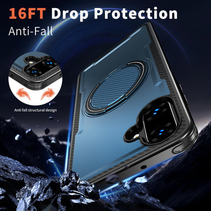 For Galaxy A07 4G / 5G kalebol Metal 360 Degree Rotation Holder MagSafe Phone Case - Navy Blue - EDA008480409D