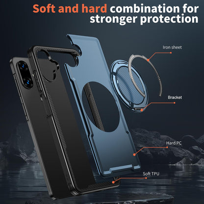 For Galaxy A07 4G / 5G kalebol Metal 360 Degree Rotation Holder MagSafe Phone Case - Navy Blue - EDA008480409D