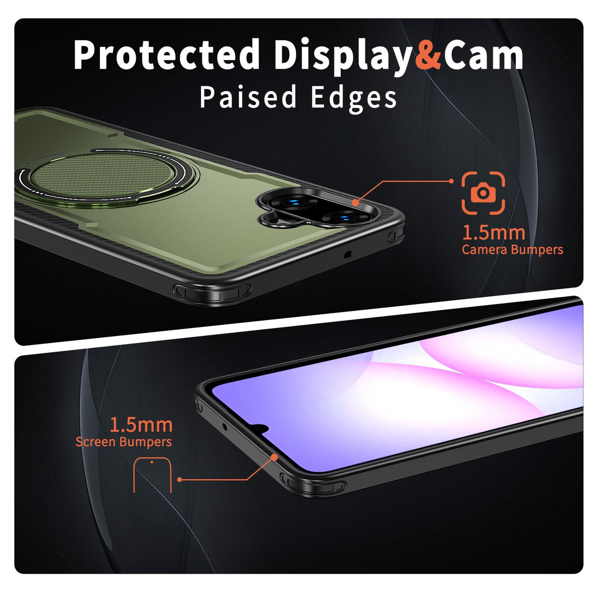 For Galaxy A07 4G / 5G kalebol Metal 360 Degree Rotation Holder MagSafe Phone Case - Green - EDA008480409E