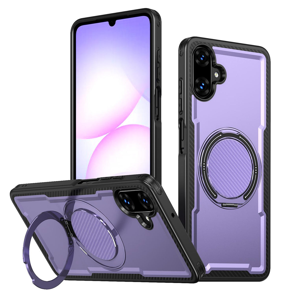 For Galaxy A07 4G / 5G kalebol Metal 360 Degree Rotation Holder MagSafe Phone Case - Purple - EDA008480409F