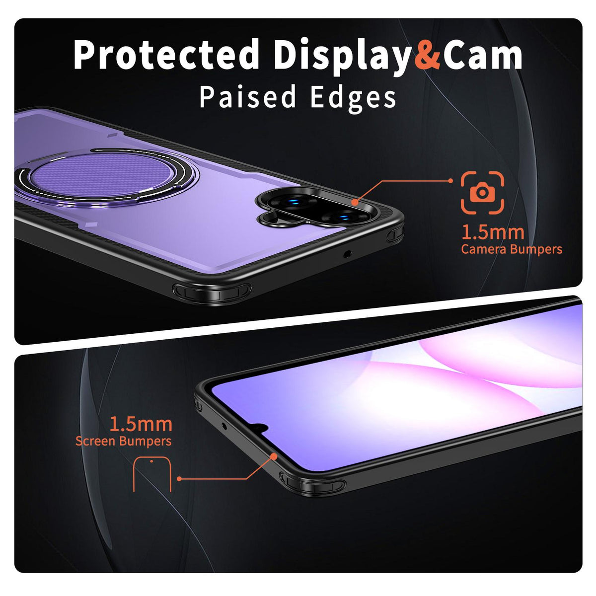 For Galaxy A07 4G / 5G kalebol Metal 360 Degree Rotation Holder MagSafe Phone Case - Purple - EDA008480409F
