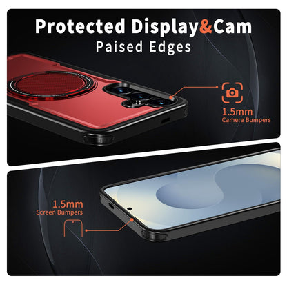 For Galaxy S25+ 5G Kalebol Metal 360 Degree Rotation Holder MagSafe Phone Case - Red - EDA008480906B
