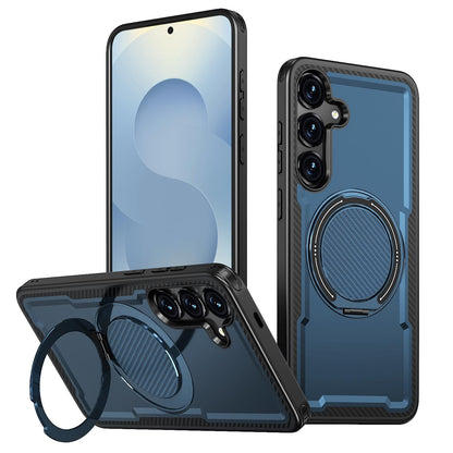 For Galaxy S25+ 5G Kalebol Metal 360 Degree Rotation Holder MagSafe Phone Case - Navy Blue - EDA008480906D