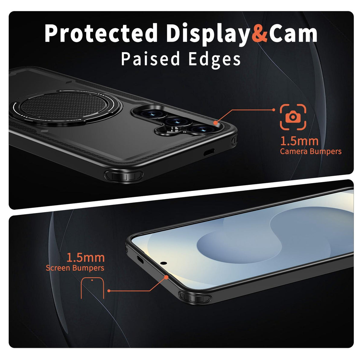 For Galaxy S25 FE 5G Kalebol Metal 360 Degree Rotation Holder MagSafe Phone Case - Black - EDA008480907A