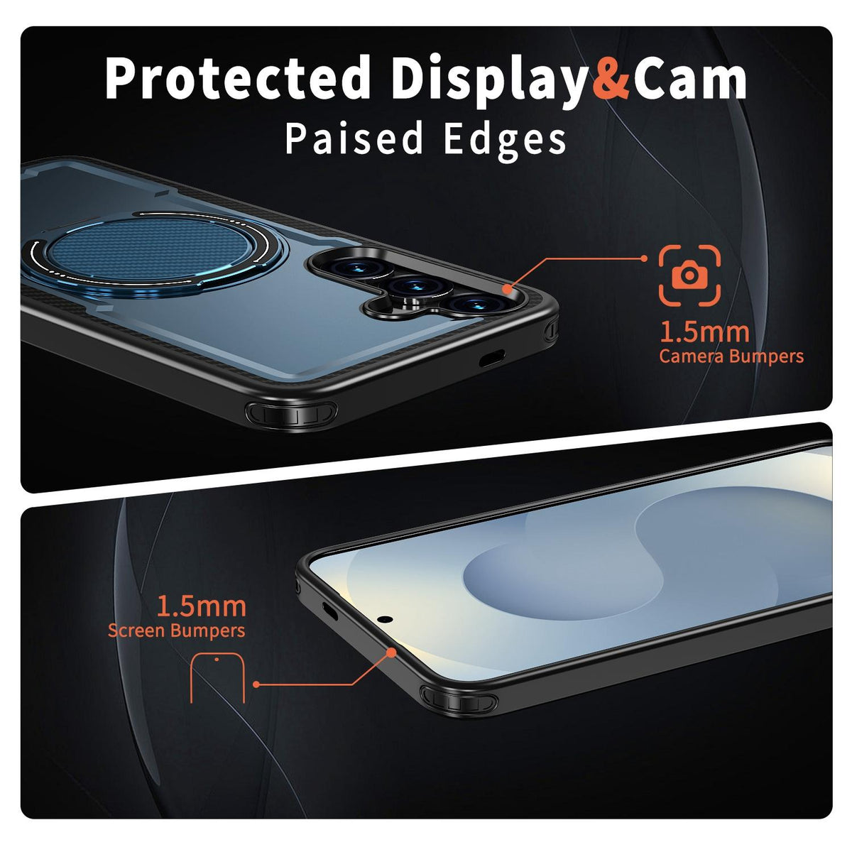 For Galaxy S25 FE 5G Kalebol Metal 360 Degree Rotation Holder MagSafe Phone Case - Navy Blue - EDA008480907D