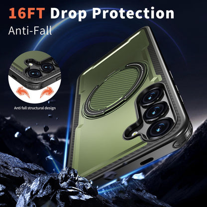 For Galaxy S25 FE 5G Kalebol Metal 360 Degree Rotation Holder MagSafe Phone Case - Green - EDA008480907E