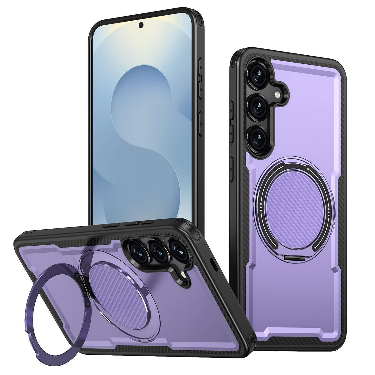 For Galaxy S25 FE 5G Kalebol Metal 360 Degree Rotation Holder MagSafe Phone Case - Purple - EDA008480907F
