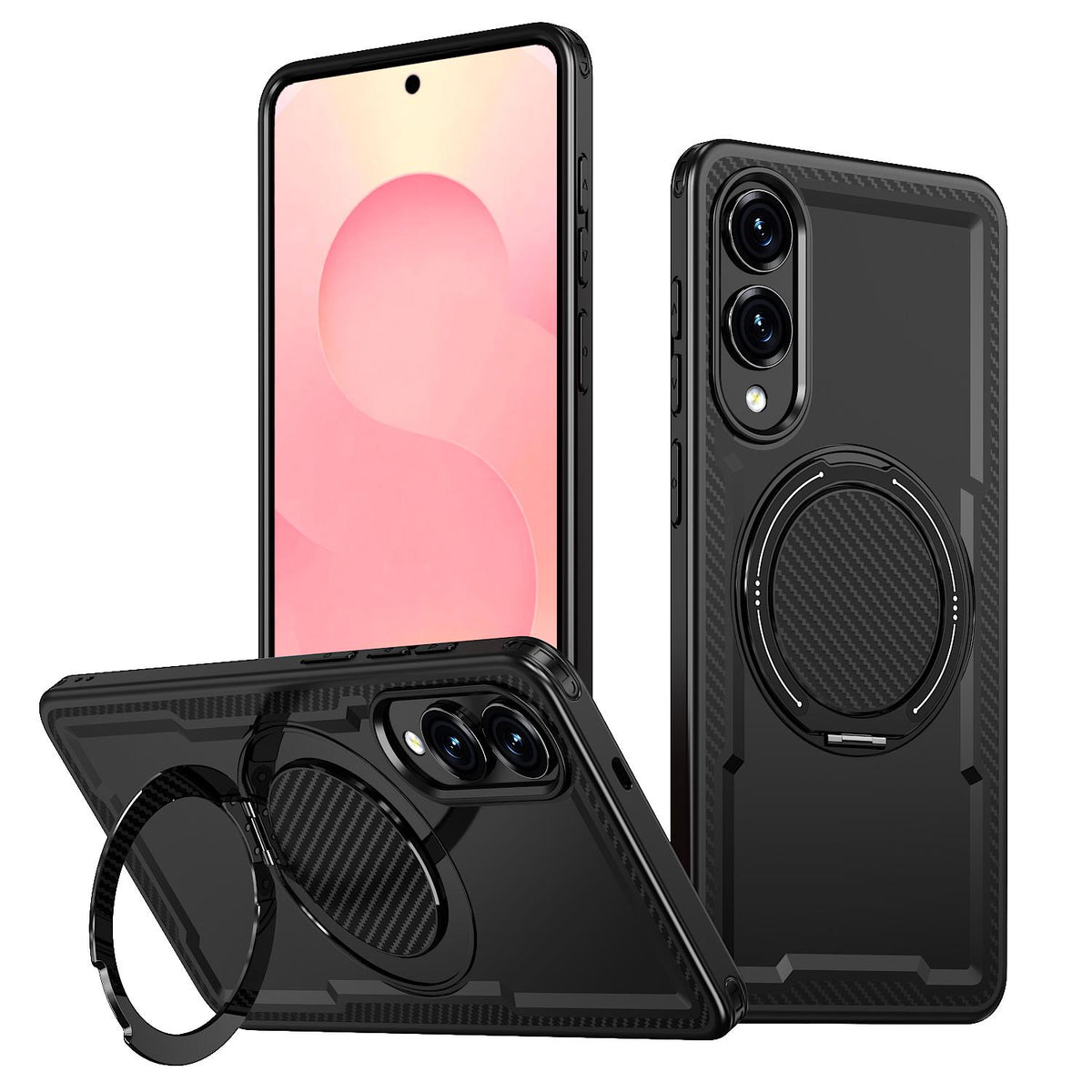 For Galaxy S25 Edge 5G Kalebol Metal 360 Degree Rotation Holder MagSafe Phone Case - Black - EDA008480908A