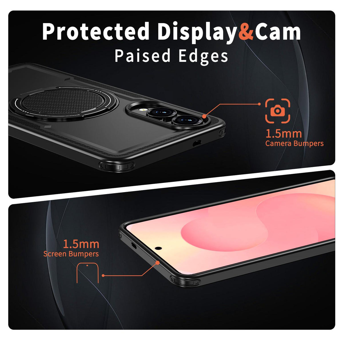 For Galaxy S25 Edge 5G Kalebol Metal 360 Degree Rotation Holder MagSafe Phone Case - Black - EDA008480908A