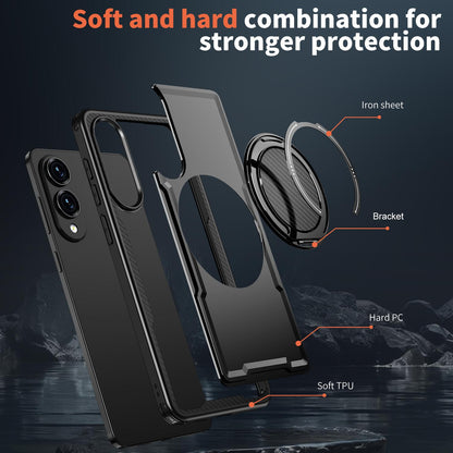 For Galaxy S25 Edge 5G Kalebol Metal 360 Degree Rotation Holder MagSafe Phone Case - Black - EDA008480908A