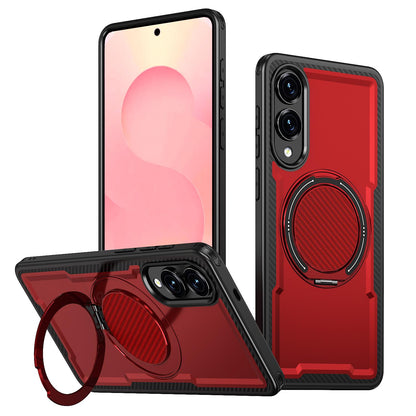 For Galaxy S25 Edge 5G Kalebol Metal 360 Degree Rotation Holder MagSafe Phone Case - Red - EDA008480908B