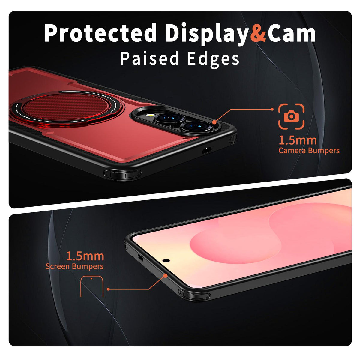 For Galaxy S25 Edge 5G Kalebol Metal 360 Degree Rotation Holder MagSafe Phone Case - Red - EDA008480908B