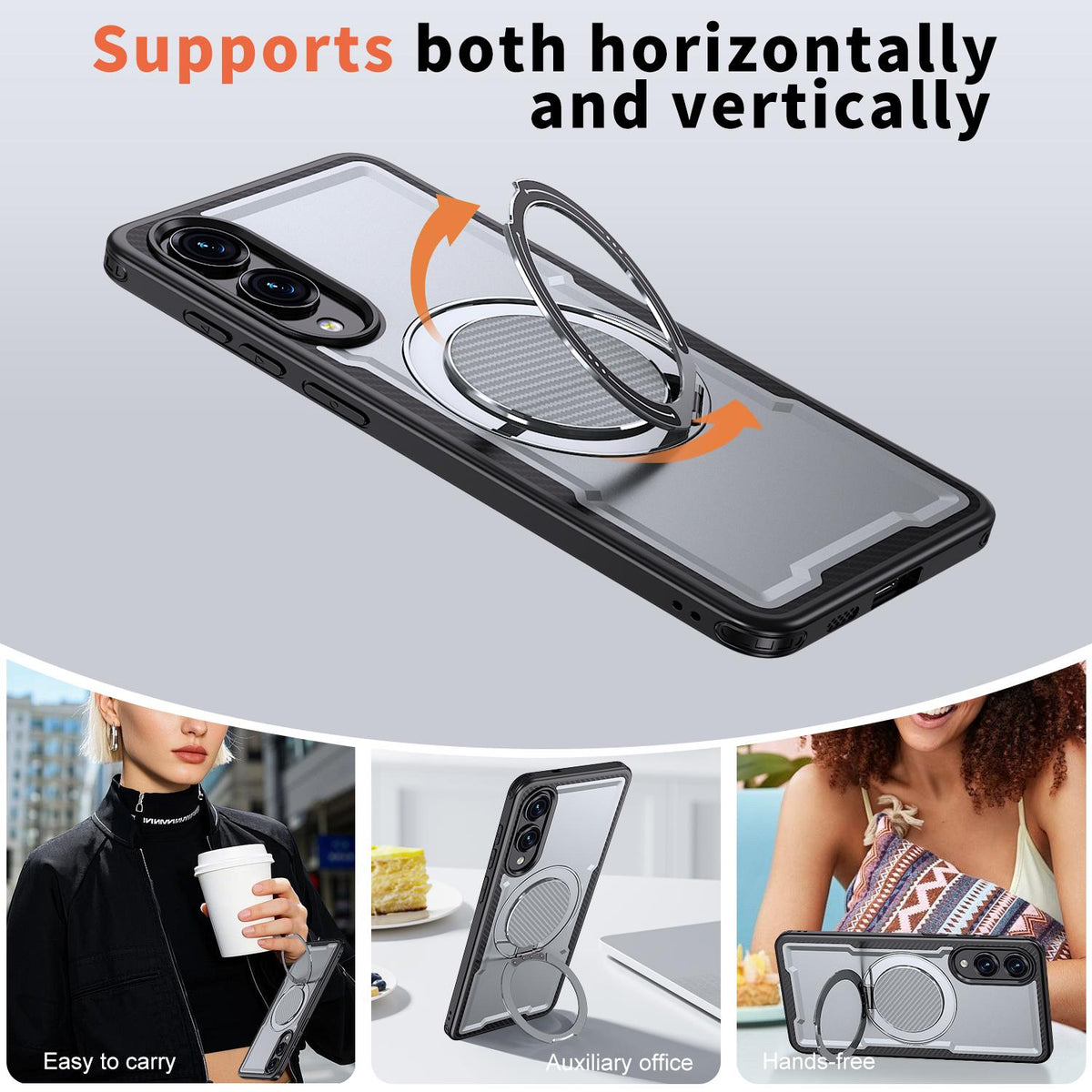 For Galaxy S25 Edge 5G Kalebol Metal 360 Degree Rotation Holder MagSafe Phone Case - Grey - EDA008480908C