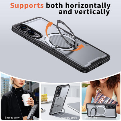 For Galaxy S25 Edge 5G Kalebol Metal 360 Degree Rotation Holder MagSafe Phone Case - Grey - EDA008480908C