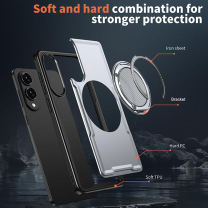 For Galaxy S25 Edge 5G Kalebol Metal 360 Degree Rotation Holder MagSafe Phone Case - Grey - EDA008480908C