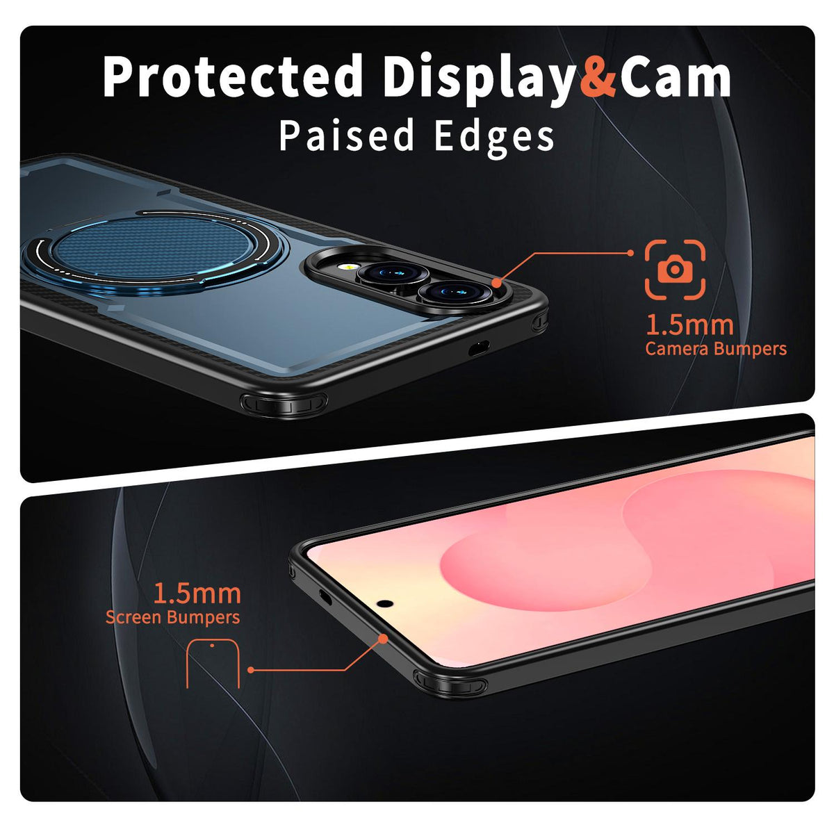 For Galaxy S25 Edge 5G Kalebol Metal 360 Degree Rotation Holder MagSafe Phone Case - Navy Blue - EDA008480908D